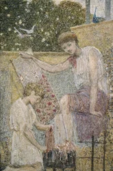 Girl Holding Embroidery